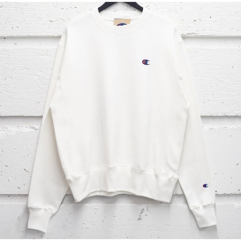 SOLD- NOT AVAILABLE Champion Reverse Weave White Crewneck Sweatshirt